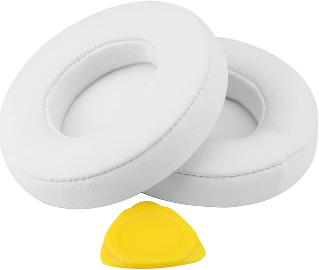 Alt view image 6 of 6 - Geekria QuickFit Protein Leather Replacement Ear Pads for Beats Solo2.0 (B0534) On-Ear Headphones Earpads, Headset Ear Cushion Repair Parts (White)