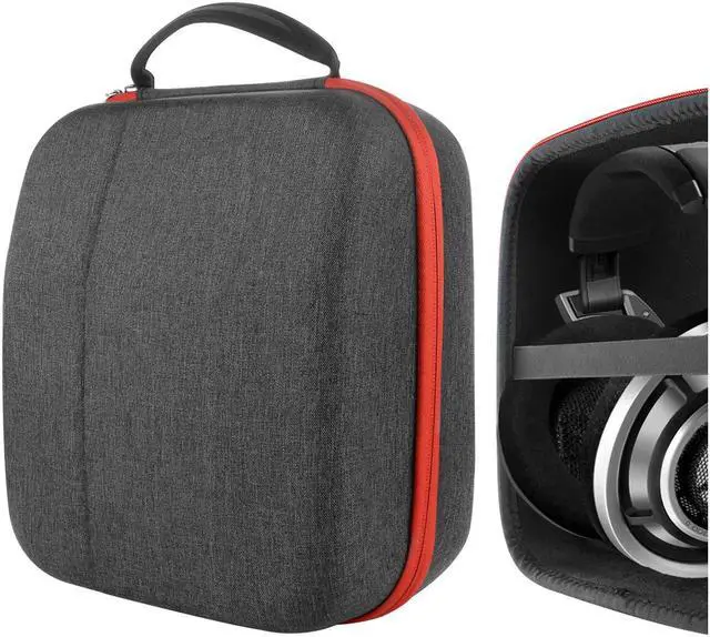Alt view image 2 of 10 - geekria headphones case compatible with sennheiser hd800, hd598, akg k701, q701, beyerdynamic dt880, dt990 and more/hard shell large carrying case/headset travel bag black fabric