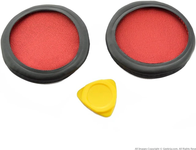 Alt view image 4 of 8 - Geekria QuickFit Protein Leather Replacement Ear Pads for SONY MDR-ZX600 Headphones Earpads, Headset Ear Cushion Repair Parts (Black/Red)