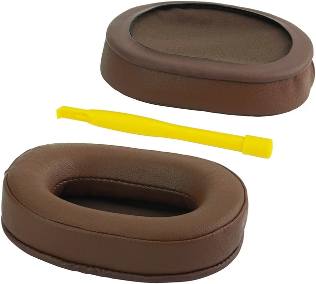 Alt view image 2 of 6 - Geekria QuickFit Protein Leather Replacement Ear Pads for SONY MDR-7506, MDR-V6, MDR-CD900ST Headphones Earpads, Headset Ear Cushion Repair Parts (Brown)