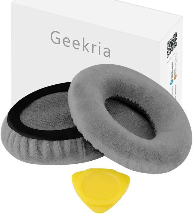 Main image of Geekria Comfort Velour Replacement Ear Pads for Sennheiser Momentum On-Ear Headphones Earpads, Headset Ear Cushion Repair Parts (Grey)