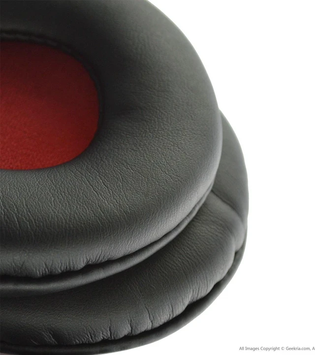 Alt view image 5 of 8 - Geekria QuickFit Protein Leather Replacement Ear Pads for SONY MDR-ZX600 Headphones Earpads, Headset Ear Cushion Repair Parts (Black/Red)
