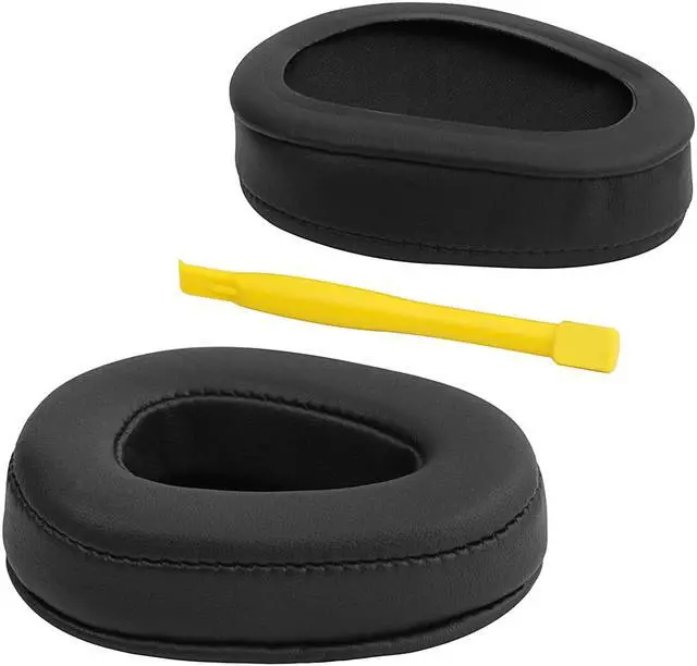 Alt view image 2 of 7 - Geekria QuickFit Protein Leather Replacement Ear Pads for Skullcandy Aviator, Aviator 2, Aviator2.0 Headphones Ear Cushions, Headset Earpads, Ear Cups Repair Parts (Black)