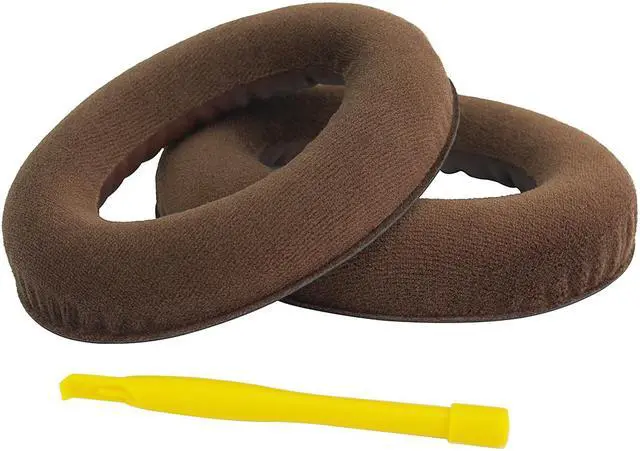 Alt view image 6 of 10 - Geekria Comfort Velour Replacement Ear Pads for Sennheiser PC350 SE, HD380, HMEC250, HD380 Pro, PXC350, PC350, PXE350, HME95, Headphones Earpads, Headset Ear Cushion Repair Parts (Brown)
