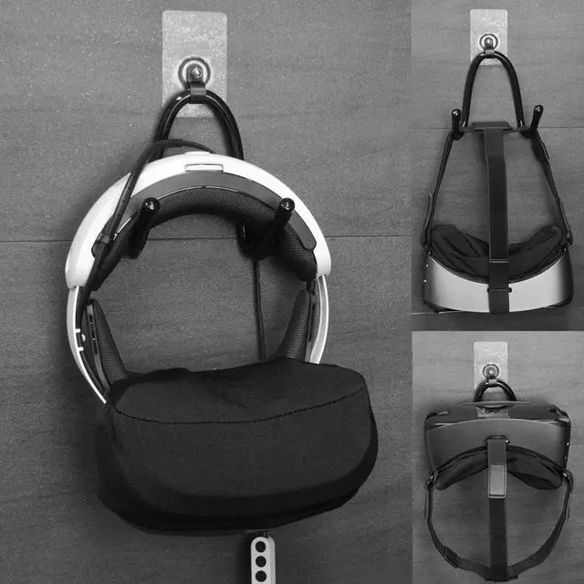 Alt view image 3 of 6 - Geekria VR Headset Lens Cover & Wall Holder / Storage Rack / Wall Bracket For VR Headset Helmet and Touch Controllers, Game Controller Organizer for HTC Vive, Samsung Galaxy Gear VR