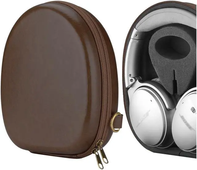 Alt view image 2 of 9 - Geekria Shield Headphones Case Compatible with Bose QC45, QC 35 II Gaming, QC 35 II, QC 35 Case Replacement Hard Shell Travel Carrying Bag with Cable Storage (Brown)