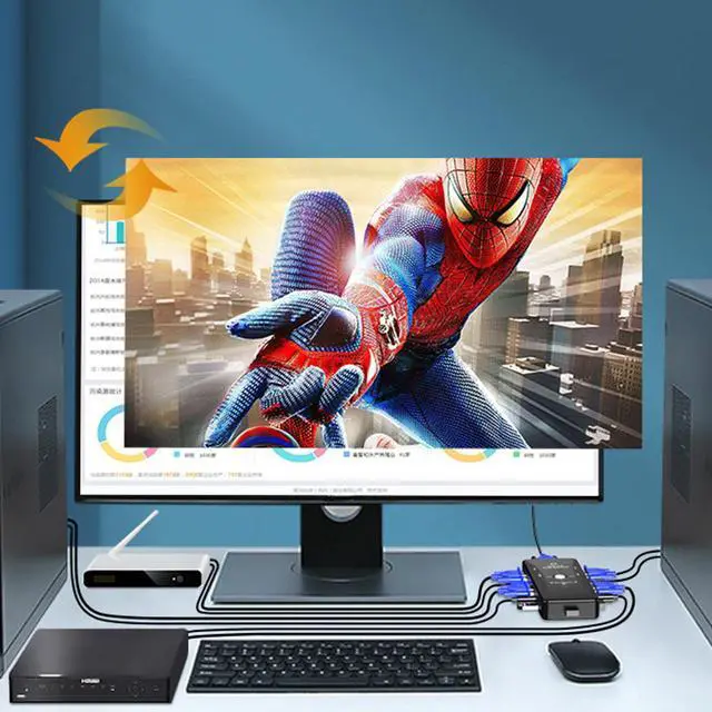 Alt view image 6 of 7 - KVM Switcher Four in One out Mouse Keyboard Switch Splitter 4 Port USB Audio Video Switcher VGA Printer Share Switch