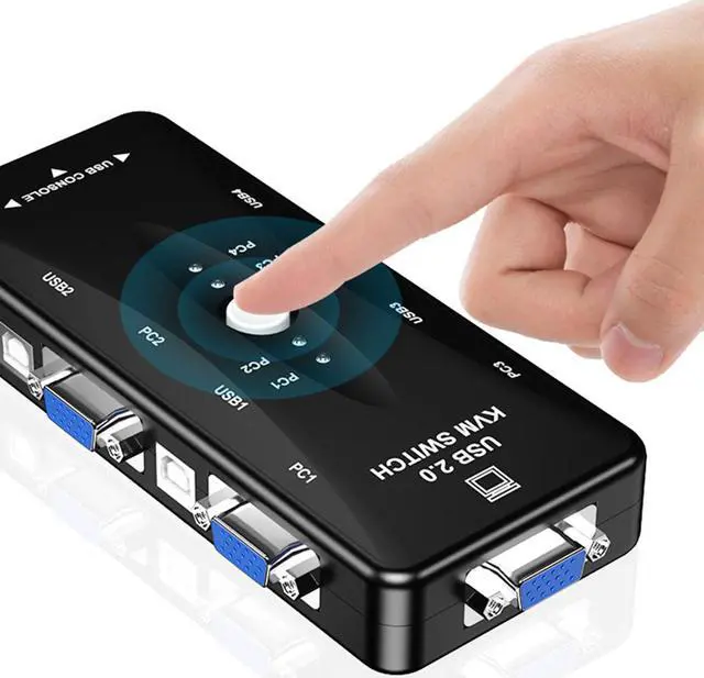 Alt view image 3 of 7 - KVM Switcher Four in One out Mouse Keyboard Switch Splitter 4 Port USB Audio Video Switcher VGA Printer Share Switch
