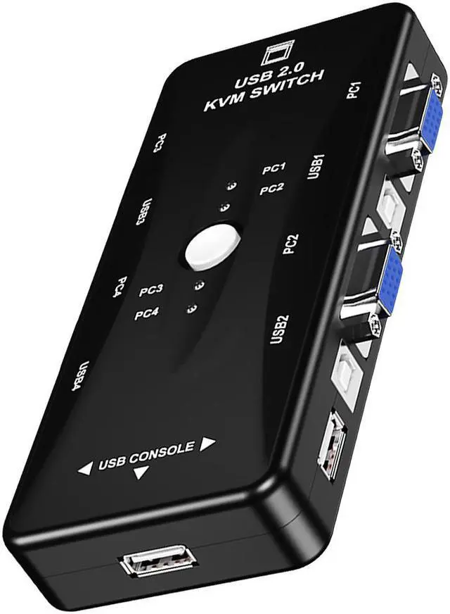 Alt view image 2 of 7 - KVM Switcher Four in One out Mouse Keyboard Switch Splitter 4 Port USB Audio Video Switcher VGA Printer Share Switch