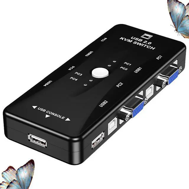 Alt view image 7 of 7 - KVM Switcher Four in One out Mouse Keyboard Switch Splitter 4 Port USB Audio Video Switcher VGA Printer Share Switch