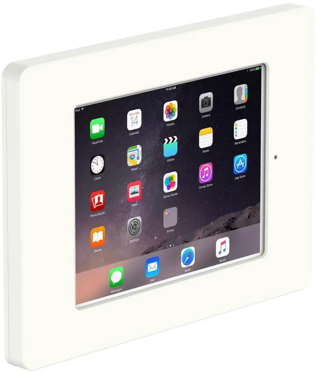 Main image of VidaMount White Covered Home Button VESA Enclosure compatible with iPad Mini 1/2/3