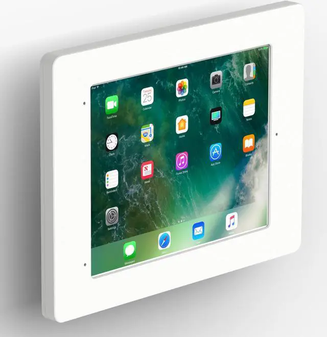 Main image of VidaMount White Home Button Covered Enclosure and Tilting VESA Slim Wall Mount [Bundle] compatible with iPad Pro 10.5" & Air 3rd Gen