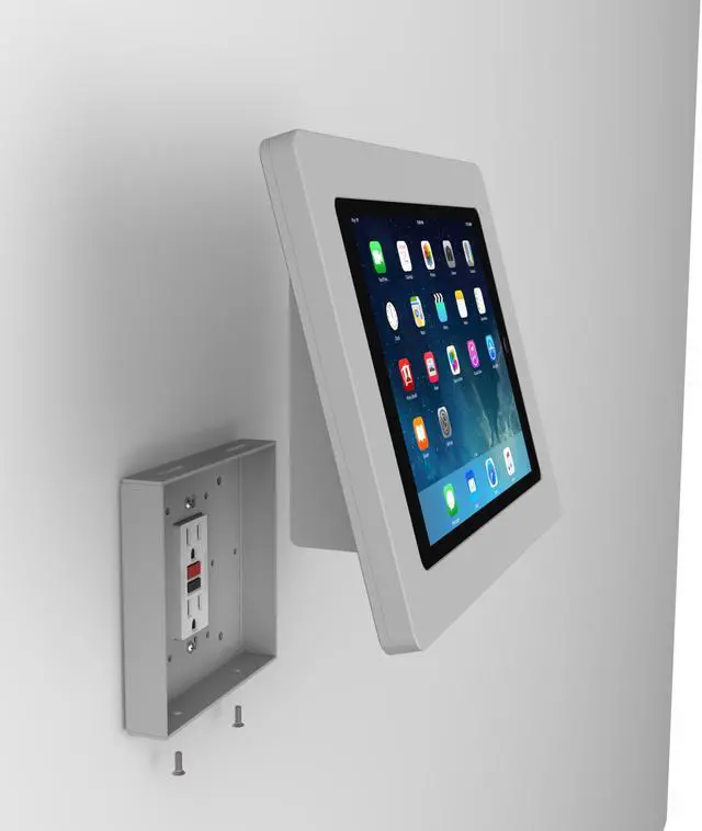 Alt view image 7 of 7 - VidaMount Light Grey Enclosure and Fixed Tilted 15° Wall Mount [Bundle] compatible with iPad 9.7 (5th / 6th Gen), Pro 9.7", Air 1/2