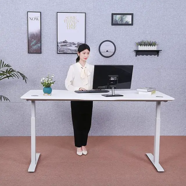 Alt view image 4 of 7 - ApexDesk Elite Series 71" Electric Height Adjustable Standing Desk with Memory Controller (White Top, White Frame)