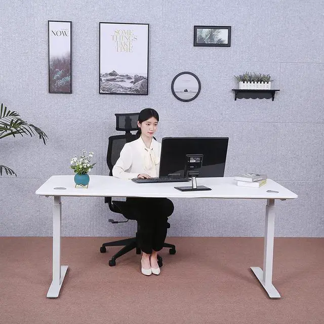 Alt view image 3 of 7 - ApexDesk Elite Series 71" Electric Height Adjustable Standing Desk with Memory Controller (White Top, White Frame)