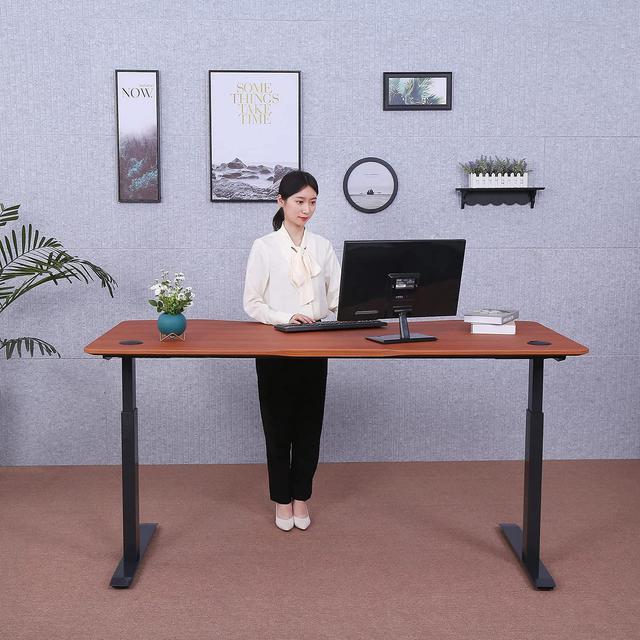 Alt view image 5 of 7 - ApexDesk Elite Series 71" Electric Height Adjustable Standing Desk with Memory Controller (Red Cherry Top, Black Frame)