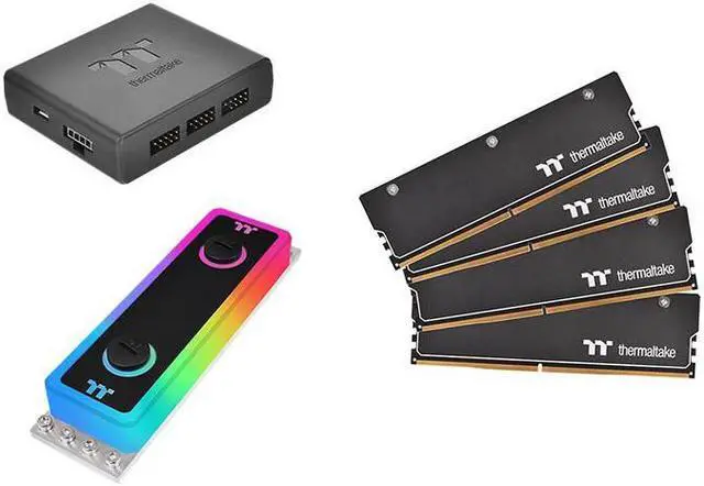 Alt view image 4 of 7 - Thermaltake WaterRam RGB 32GB (4 x 8GB) 288-Pin DDR4 3600MHz (PC4 28800) Liquid Cooling Memory Model CL-W262-CA00SW-A