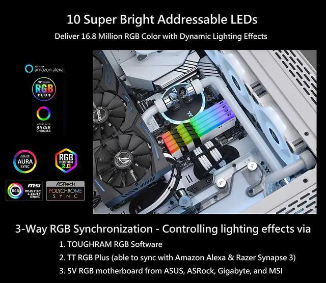 Alt view image 7 of 15 - Thermaltake TOUGHRAM RGB 16GB (2 x 8GB) DDR4 3200 (PC4 25600) Desktop Memory Model R022D408GX2-3200C16A