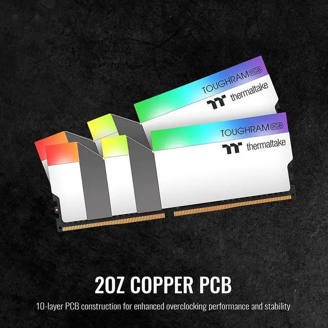 Alt view image 6 of 7 - Thermaltake TOUGHRAM RGB 64GB (2x32GB) DDR4 3600MHz C18 1.35V DIMM Desktop Gaming Memory, White, R022R432GX2-3600C18A