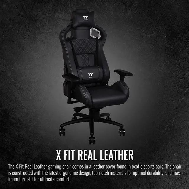 Alt view image 6 of 6 - Thermaltake GGC-XFR-BBMFDL-TW X FIT Real Leather Gaming Chair