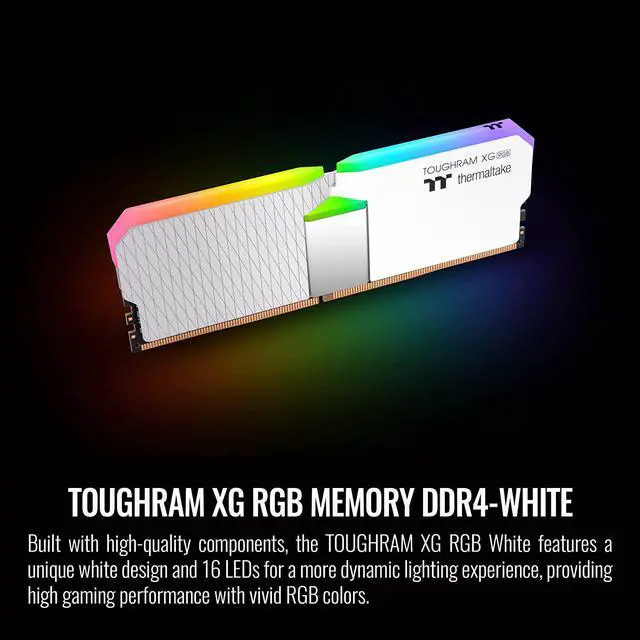 Alt view image 2 of 6 - Thermaltake TOUGHRAM XG RGB White DDR4 4000MHz 64GB C19 (32GB x 2) 16.8 Million Color RGB Alexa/Razer Chroma/5V Motherboard Syncable RGB Memory RG06R432GX2-4000C19B