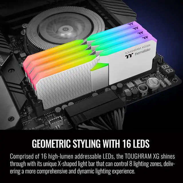 Alt view image 5 of 6 - Thermaltake TOUGHRAM XG RGB White DDR4 4000MHz 64GB C19 (32GB x 2) 16.8 Million Color RGB Alexa/Razer Chroma/5V Motherboard Syncable RGB Memory RG06R432GX2-4000C19B