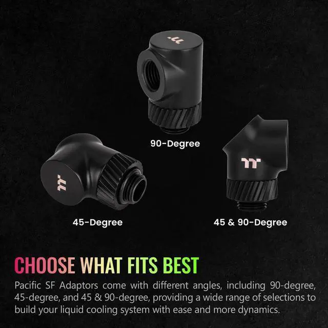 Alt view image 2 of 6 - Thermaltake Pacific SF 90 Degree Adapter Matte Black/DIY LCS/Fittings CL-W396-CU00MK-A