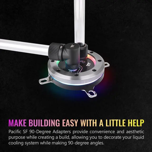 Alt view image 3 of 6 - Thermaltake Pacific SF 90 Degree Adapter Matte Black/DIY LCS/Fittings CL-W396-CU00MK-A