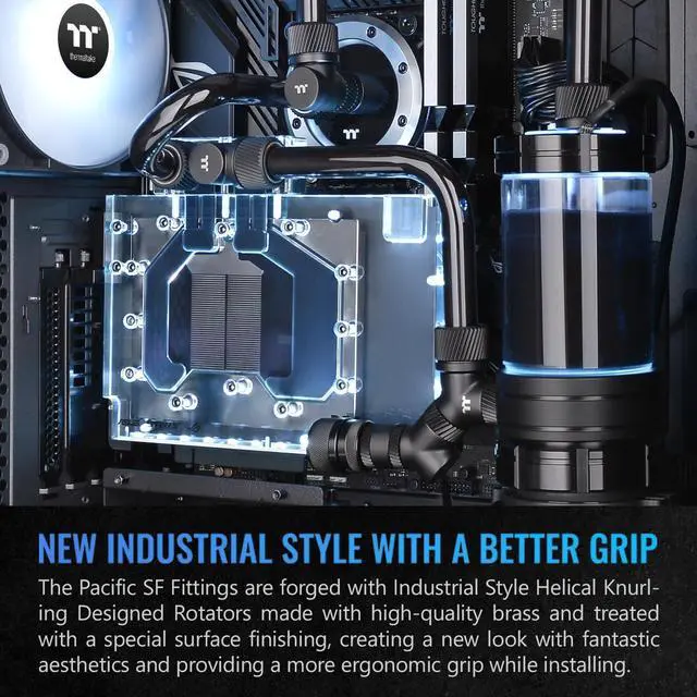 Alt view image 6 of 6 - Thermaltake Pacific SF 90 Degree Adapter Matte Black/DIY LCS/Fittings CL-W396-CU00MK-A