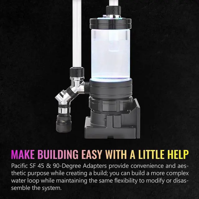 Alt view image 2 of 6 - Thermaltake Pacific SF 45 & 90 Degree Adapter Silver Black/DIY LCS/Fittings CL-W398-CU00SL-A