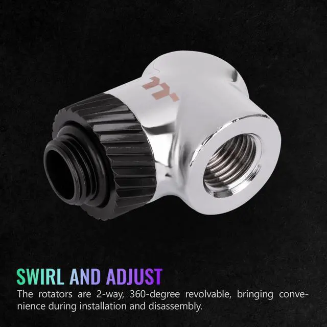 Alt view image 3 of 6 - Thermaltake Pacific SF 45 & 90 Degree Adapter Silver Black/DIY LCS/Fittings CL-W398-CU00SL-A