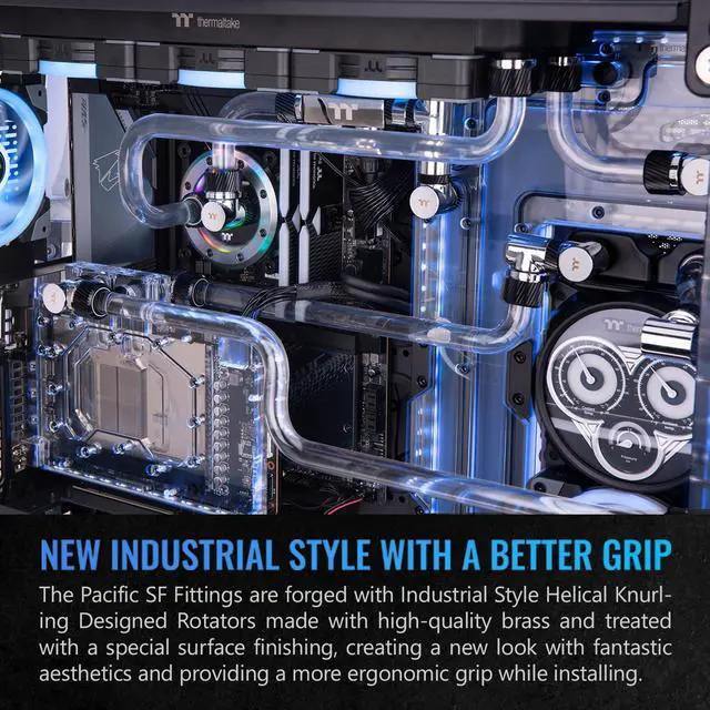 Alt view image 5 of 6 - Thermaltake Pacific SF 45 & 90 Degree Adapter Silver Black/DIY LCS/Fittings CL-W398-CU00SL-A