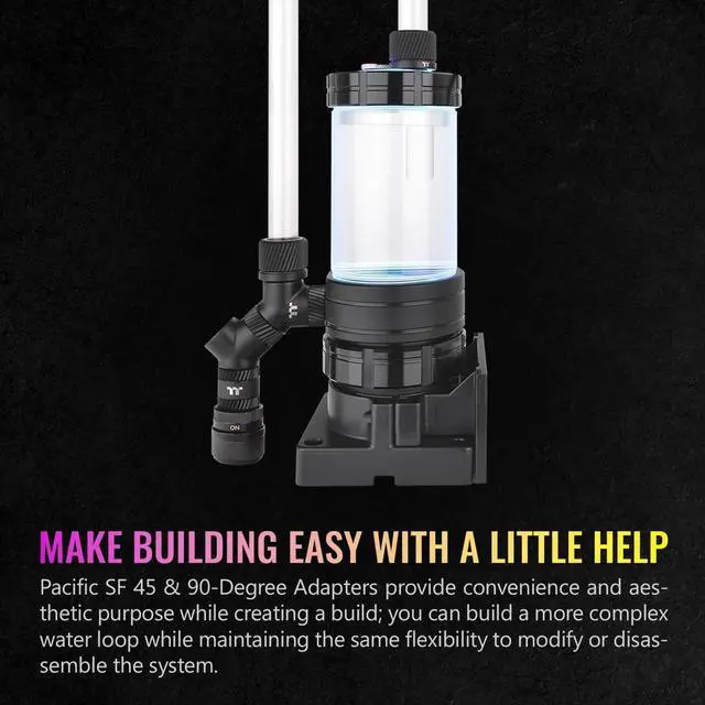 Alt view image 5 of 6 - Thermaltake Pacific SF 45 & 90 Degree Adapter Matte Black/DIY LCS/Fittings CL-W398-CU00MK-A