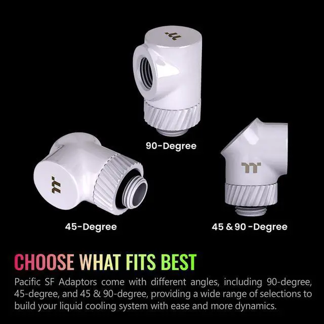 Alt view image 4 of 6 - Thermaltake Pacific SF 45 & 90 Degree Adapter White/DIY LCS/Fittings CL-W398-CU00WT-A