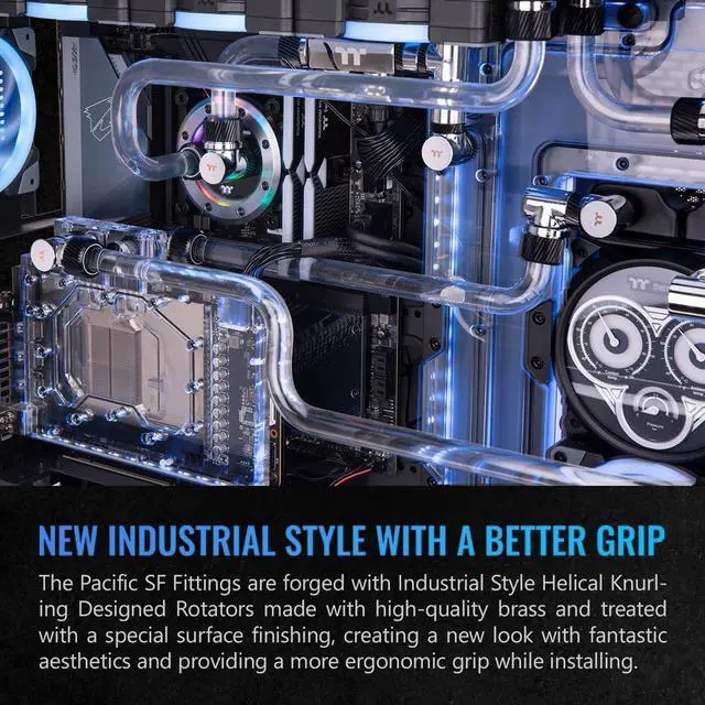 Alt view image 6 of 6 - Thermaltake Pacific SF Male to Male 20mm Extender Silver Black/DIY LCS/Fittings CL-W390-CU00SL-A