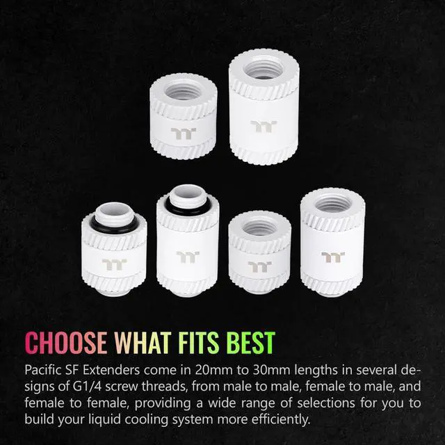 Alt view image 4 of 5 - Thermaltake Pacific SF Male to Male 20mm Extender White/DIY LCS/Fittings CL-W390-CU00WT-A