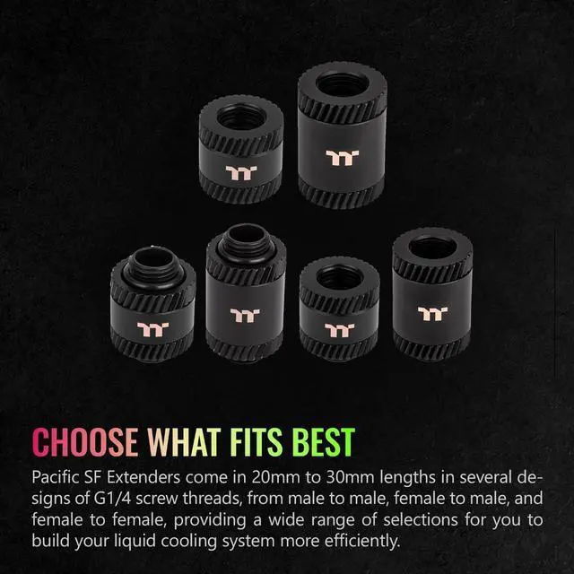 Alt view image 5 of 6 - Thermaltake Pacific SF Male to Male 30mm Extender Matte Black/DIY LCS/Fittings CL-W391-CU00MK-A