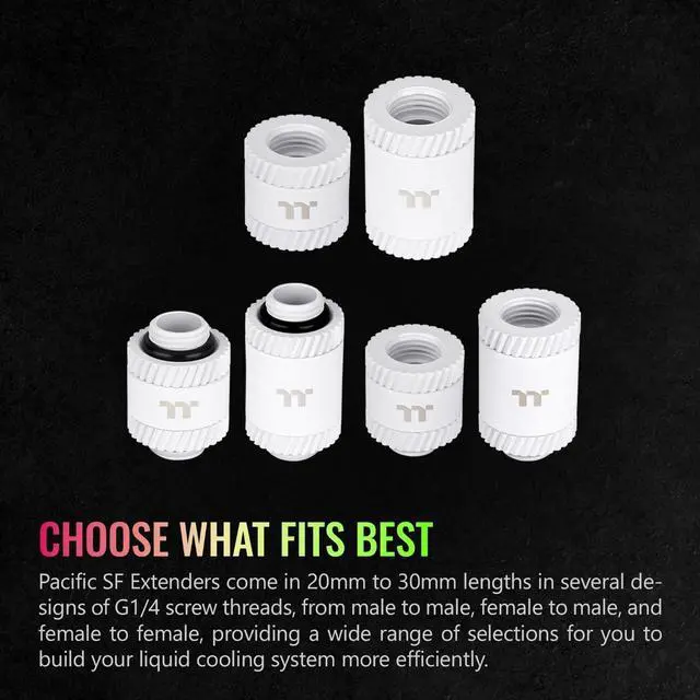 Alt view image 5 of 5 - Thermaltake Pacific SF Male to Male 30mm Extender White/DIY LCS/Fittings CL-W391-CU00WT-A