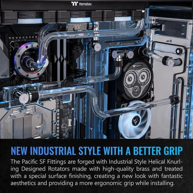 Alt view image 5 of 6 - Thermaltake Pacific SF Female to Male 20mm Extender Silver Black/DIY LCS/Fittings CL-W392-CU00SL-A