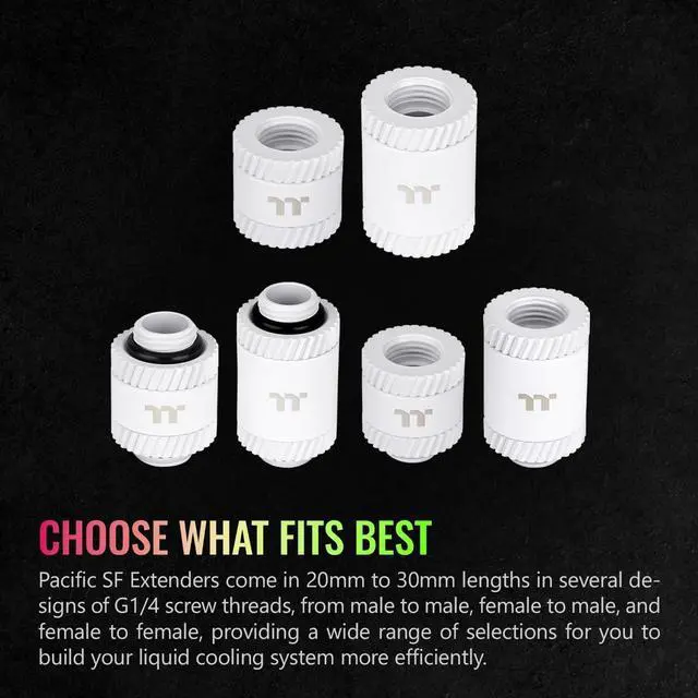 Alt view image 4 of 6 - Thermaltake Pacific SF Female to Male 20mm Extender White/DIY LCS/Fittings CL-W392-CU00WT-A