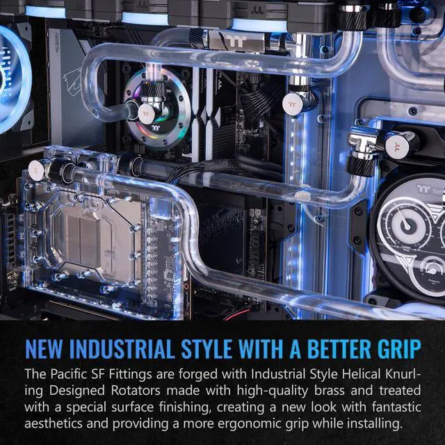 Alt view image 5 of 5 - Thermaltake Pacific SF 45 Degree Adapter Silver Black/DIY LCS/Fittings CL-W397-CU00SL-A