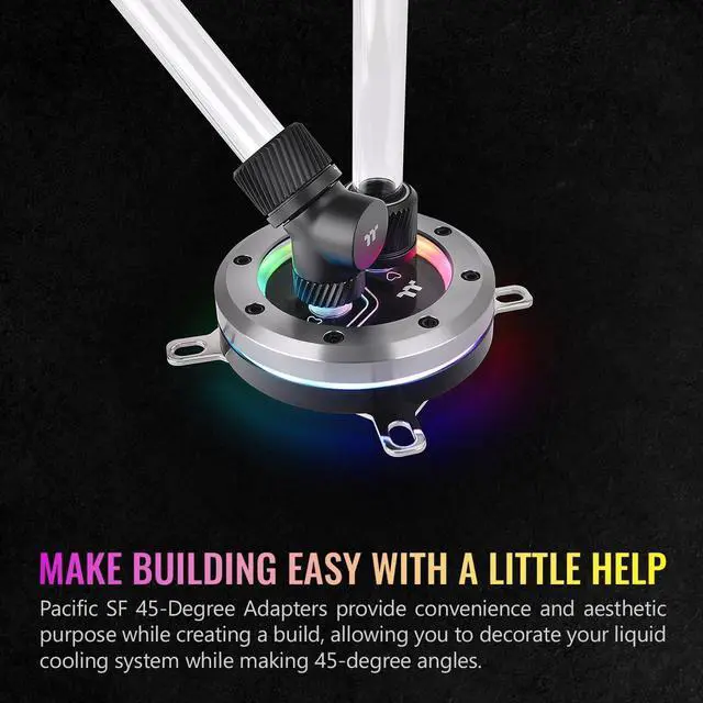 Alt view image 5 of 5 - Thermaltake Pacific SF 45 Degree Adapter Matte Black/DIY LCS/Fittings CL-W397-CU00MK-A