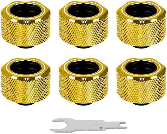 Main image of Thermaltake Pacific G1/4 PETG Tube 16mm OD Compression - Gold (6-Pack Fittings) - CL-W265-CU00GD-B