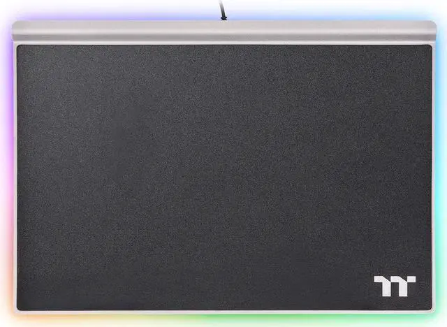 Main image of Thermaltake Argent MP1 RGB 16.8 Million Color Software Enabled, Hard Surface, Aluminum Top Plate, and Non-Slip Rubber Base 359mm x 254mm x 10mm Gaming Mouse Pad GMP-MP1-BLKHMC-01