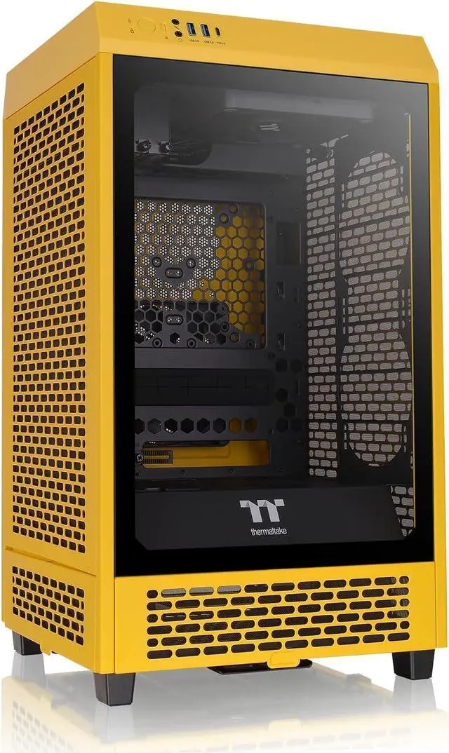 Main image of Thermaltake Tower 200 Mini-ITX Computer Case; 2x140mm Pre-Installed CT140 Fans; Supports GPU Length Up to 380mm; CA-1X9-00S4WN-00; Bumblebee; 3 Year Warranty