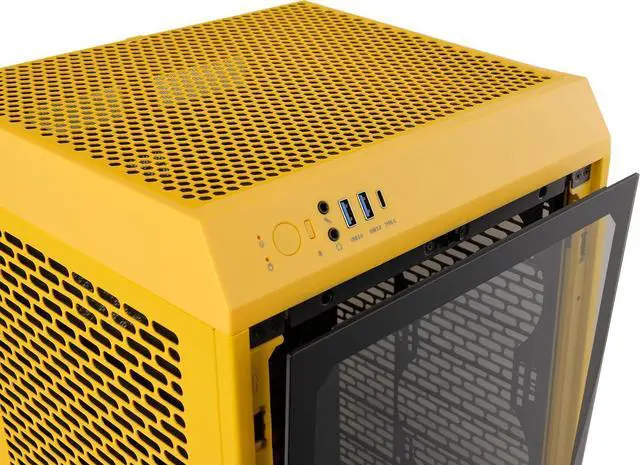 Alt view image 5 of 6 - Thermaltake Tower 200 Mini-ITX Computer Case; 2x140mm Pre-Installed CT140 Fans; Supports GPU Length Up to 380mm; CA-1X9-00S4WN-00; Bumblebee; 3 Year Warranty