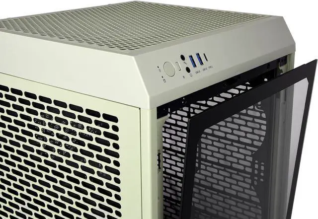 Alt view image 6 of 7 - Thermaltake Tower 200 Mini-ITX Computer Case; 2x140mm Pre-Installed CT140 Fans; Supports GPU Length Up to 380mm; CA-1X9-00SEWN-00; Matcha Green; 3 Year Warranty