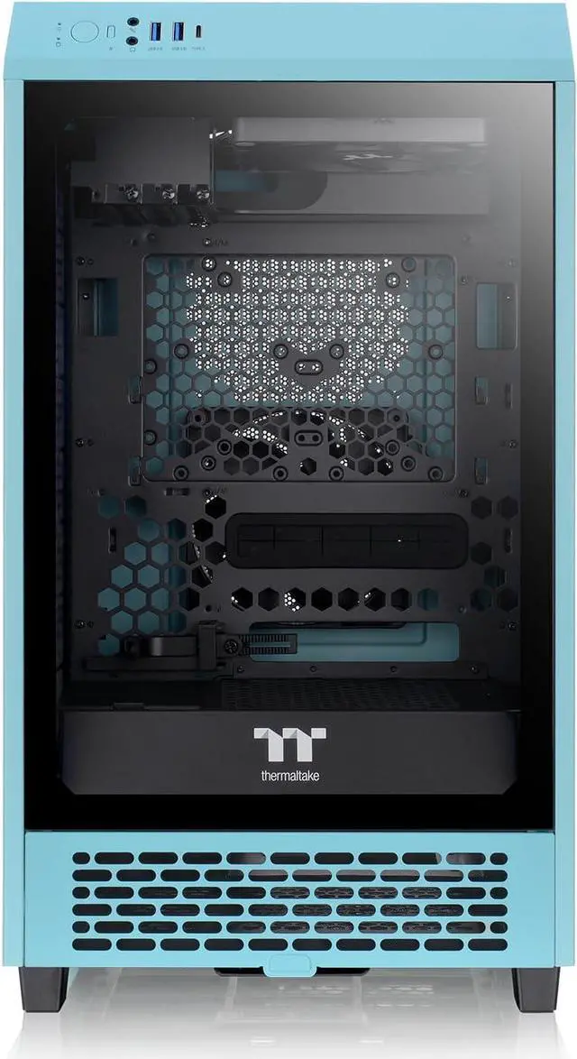 Alt view image 2 of 8 - Thermaltake Tower 200 Mini-ITX Computer Case; 2x140mm Pre-Installed CT140 Fans; Supports GPU Length Up to 380mm; CA-1X9-00SBWN-00; Turquoise; 3 Year Warranty