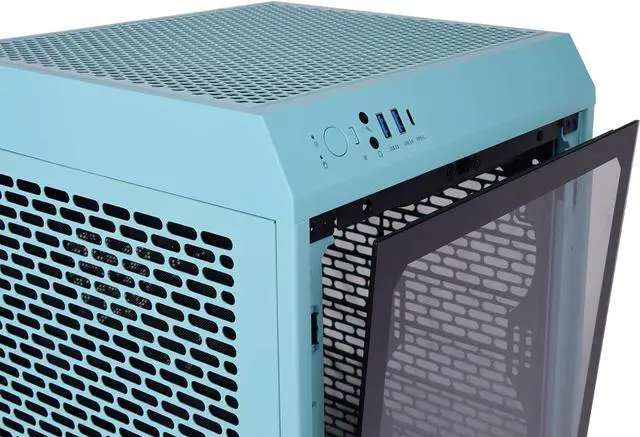 Alt view image 6 of 8 - Thermaltake Tower 200 Mini-ITX Computer Case; 2x140mm Pre-Installed CT140 Fans; Supports GPU Length Up to 380mm; CA-1X9-00SBWN-00; Turquoise; 3 Year Warranty