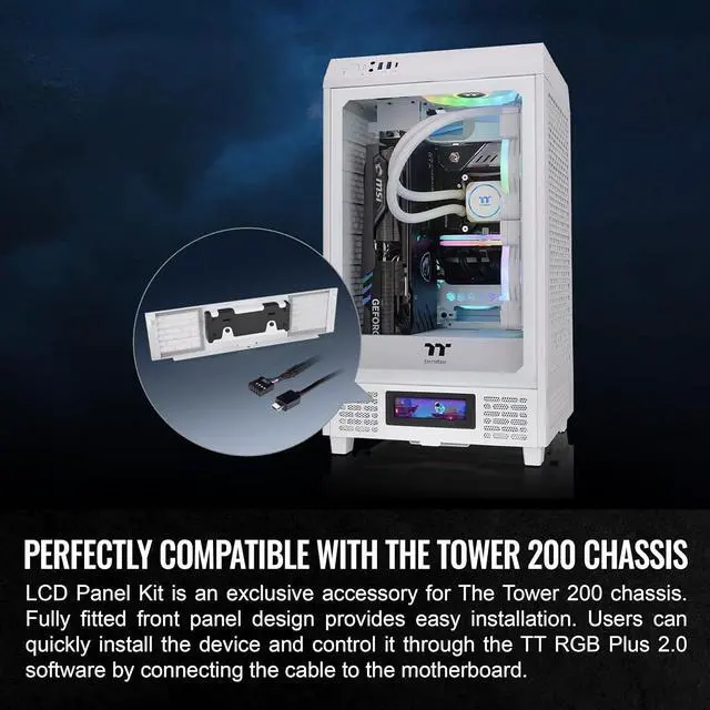 Alt view image 5 of 6 - Thermaltake Tower 200 Series Snow LCD Panel Kit, 3.9" LCD Display, Supported by Tt RGB Plus 2.0 Software, AC-066-OO6NAN-A1, 3 Year Warranty